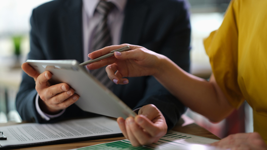 lady working with a financial expert