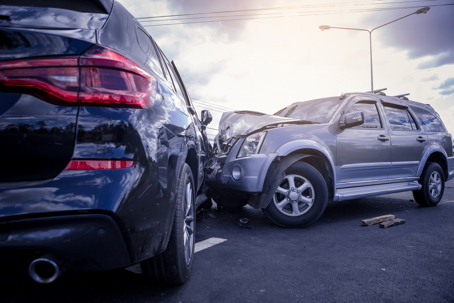 Car accident on a road in Pueblo, Colorado