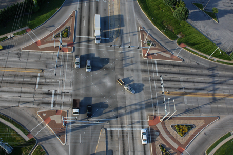 busy intersection with a lot of cars